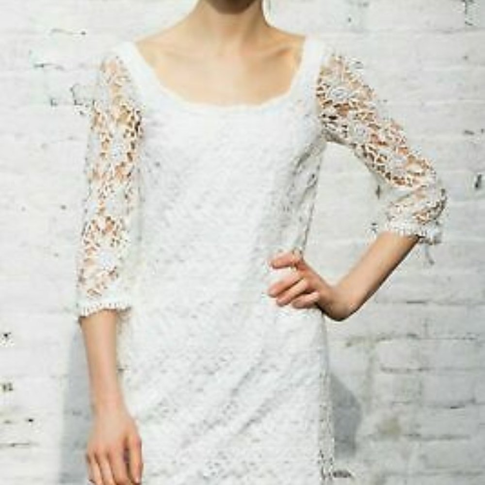 White House Black Market White Lace Crochet Dress - Picture 2 of 9